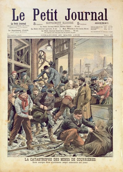 1906年3月25日、Le Petit JournalのCourrieresでの大災害 作： French School
