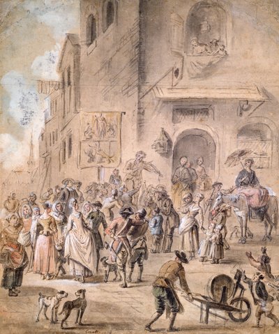 シャーラタン、1774年（紙にペンとインクとトイレ） 作： French School