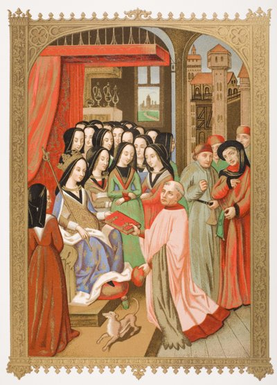 アンジューのマリアの宮廷（1404-63）、ポール・ラクロワ（1806-84）による「ル・モヤン・エイジとラ・ルネッサンス」からの「地獄の12の危険」からのミニチュアの複製1847年 作： French School
