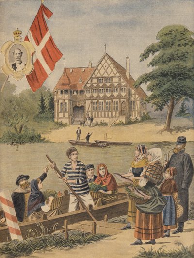 1900年パリの万国博覧会のデンマークパビリオン、1900年8月19日のルプティジャーナルのイラスト 作： French School