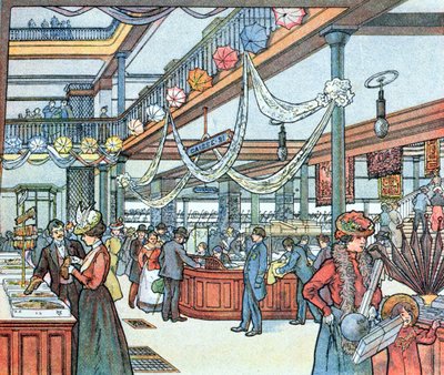 デパート、シュヴァイタークールのイラスト、1900年頃 作： French School