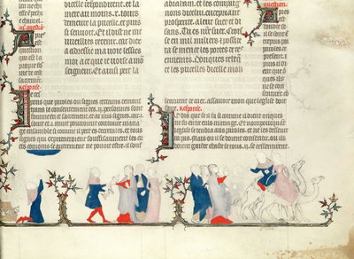 ジャン・ド・シーの聖書、1355年頃、エリエゼルとのレベッカの出発 作： French School