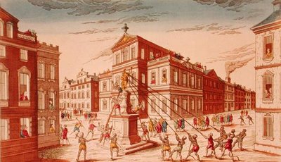 ニューヨークの王家の像の破壊、独立戦争の始まり 作： French School