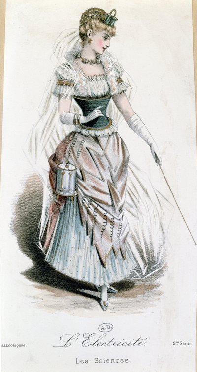 電気の妖精、電池付きの仮装用の衣装、c.1885 作： French School