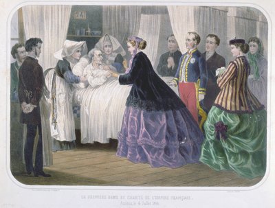 1866年7月4日、アミアンのコレラ被害者を訪ねたウジェニー女王（1829-1920）、1866-70年頃 作： French School