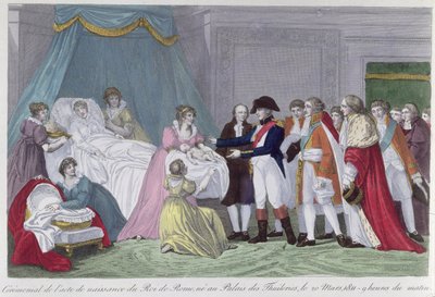ローマの王（1811-32）を出産したオーストリアの皇后マリエルイーズ（1791-1847）、1811年 作： French School