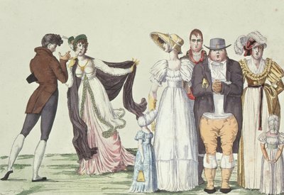パリのイギリス人家族、ルシュプリームボントンのイラスト、1815年 作： French School