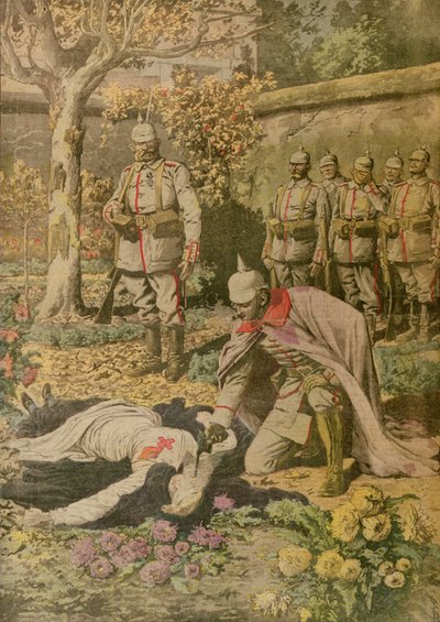 1915年11月、Le Petit JournalからのEdith Cavell（1865-1915）の処刑 作： French School