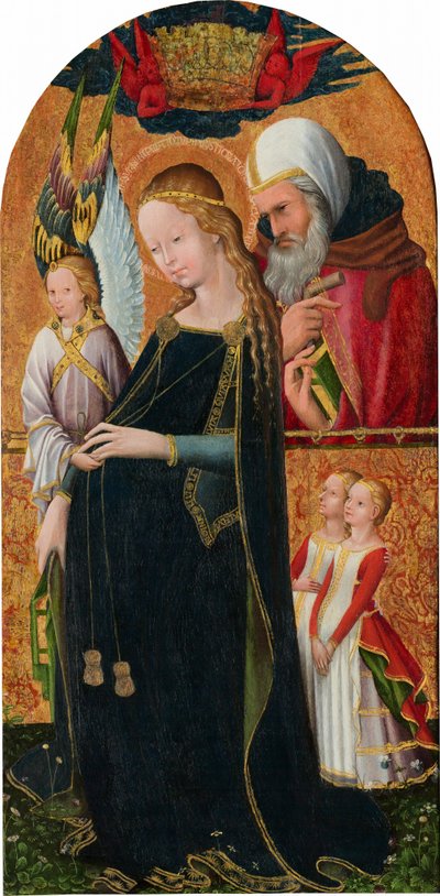 セント・ジョセフとの妊娠中のマドンナ、c。 1425/1450 (ヨーロピアンウォールナットにテンペラ) 作： French School