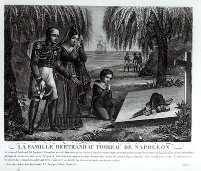 ナポレオンボナパルトの墓にいるアンリグラティアンベルトラン将軍の家族（1773-1844）（1769-1821）1821（リソ）（bw写真） 作： French School