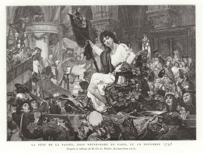 ノートルダムドパリでの理由のフェスティバル、1793年11月10日 作： French School