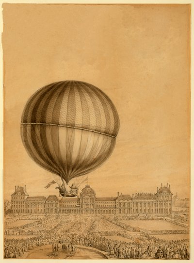 初の有人ガス気球飛行、1783年12月1日、1783年頃 作： French School