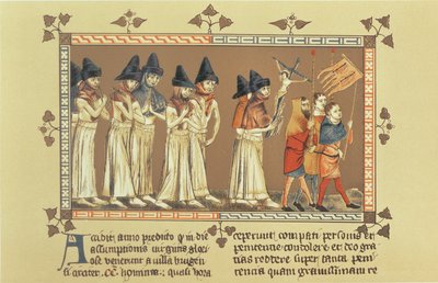 1349 年のドアニクの鞭打ち隊、アエギディウス リー ムイシスのクロニクルのミニチュアのコピー 作： French School