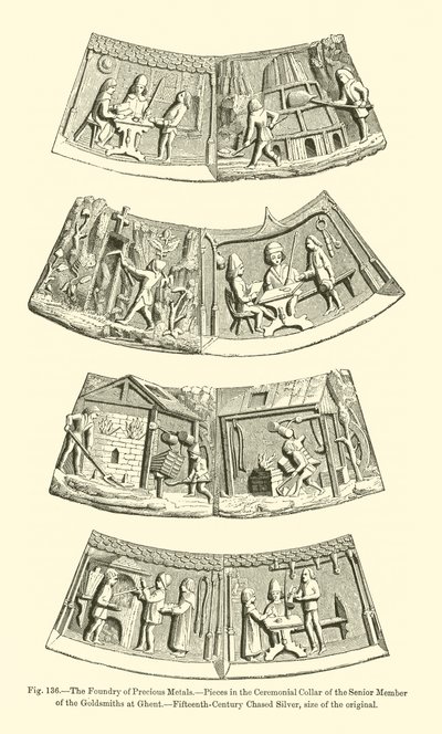 The Foundry of Precious Metals (Engraving) 作： French School