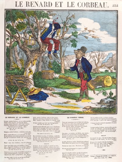キツネとカラス」1840年頃（彩色済み彫刻 作： French School