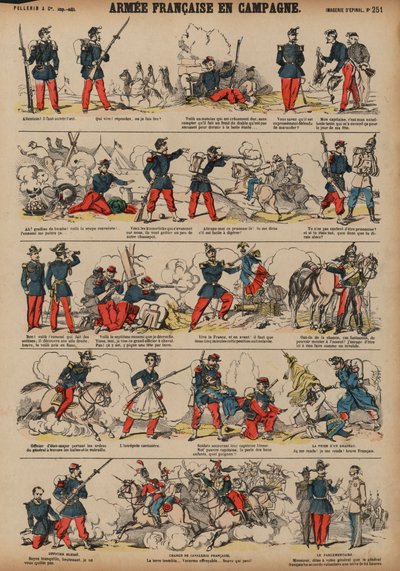 田園風景の中のフランス軍（彩色済み彫刻 作： French School