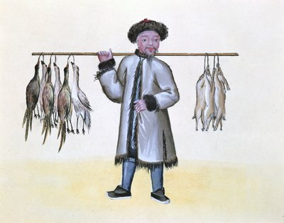 ゲーム商人、北京のストリートコールに関する本、c.1785（紙とトイレとガッシュ） 作： French School