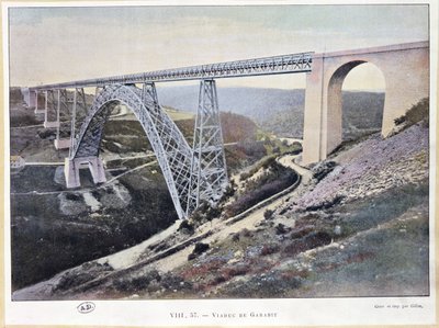 Gillotによって印刷された1882年から84年に建てられたガラビット高架橋（カラー写真） 作： French School
