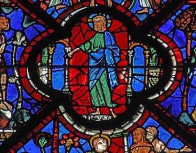 善きサマリア人の窓：神は人類に対する宣告を行い、そして贖い（w44） 作： French School