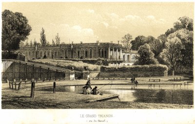 1857年、ヴェルサイユの運河から見た大トリアノン。 作： French School