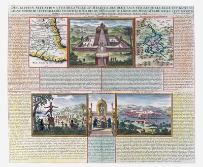 大神殿、メキシコとその周辺の地図（彩色彫刻 作： French School
