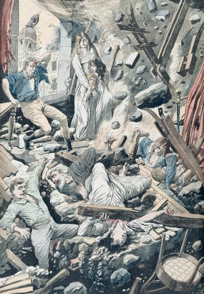 1906年4月29日「ルプチジャーナル」からのイラストによるサンフランシスコの恐ろしい地震の恐ろしい結果 作： French School