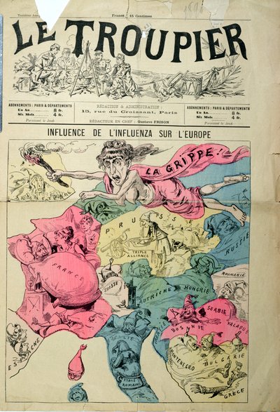 Le Troupier、1890年のヨーロッパに対するインフルエンザの影響 作： French School