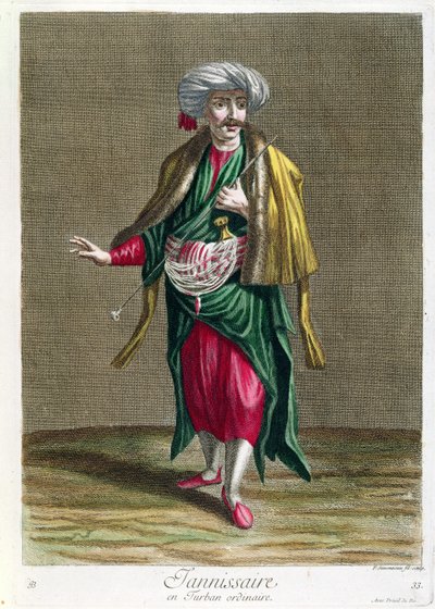 フィリップシモノー（1685-c.1753）1707-08によって彫刻された、レヴァントの衣装の版画のコレクションからのジャニサリー 作： French School