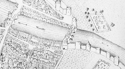 16世紀のメスにあるユダヤ人地区、エミールオーギュストの始まり、1838年の北東フランスの歴史からのイラスト 作： French School