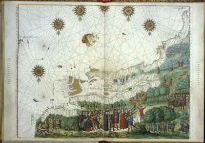 ジャックカルティエ＆入植者のカナダ上陸、1547年 作： French School