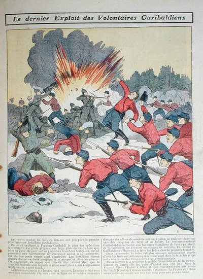 ガリバルディ義勇軍の最新の活躍」、子供向けイラストレーション 作： French School