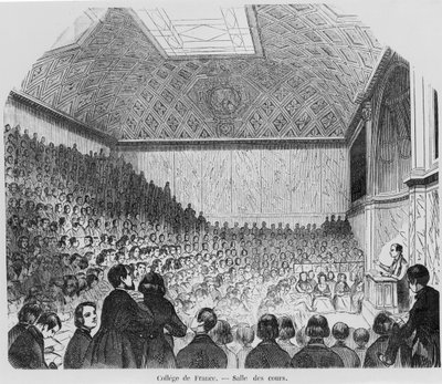E.テクシエ作のタブロードパリ出身のカレッジドフランスのレクチャーシアター、1852年 作： French School