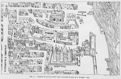 16世紀のルーヴル地区、トルッシェの図面の複製 作： French School