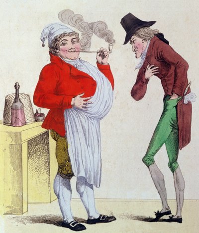 心配のない男とお金のない男、1815年5月（カラー彫刻） 作： French School