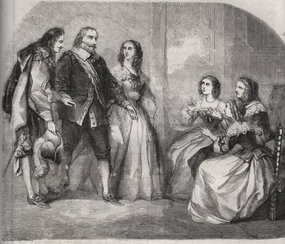 モンテスパン侯爵、ルイ・アンリ（Louis-Henri）・ド・パルダイアン・ド・ゴンドラン（1640-1691）（写真左）が、ロシュシュアルト・モルテマール家のフランソワーズ・アテネ（Francoise-Athenais）（当時のモンテスパン侯爵夫人またはモンテスパン夫人）の結婚を申し込むためにやってきた。 作： French School