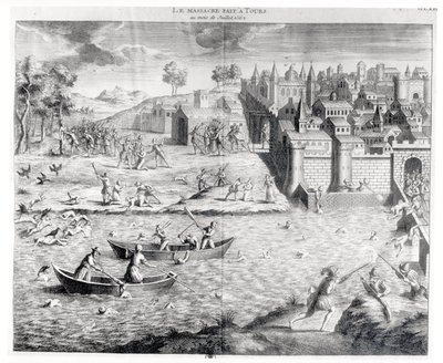 1562年のツアーでのユグノーの虐殺 作： French School