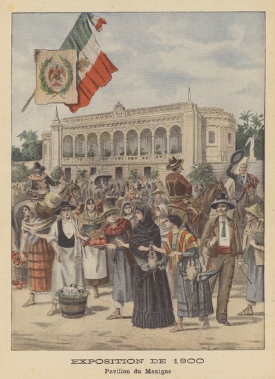 1900年のパリ万国博覧会のメキシコ館（カラーリトグラフ 作： French School