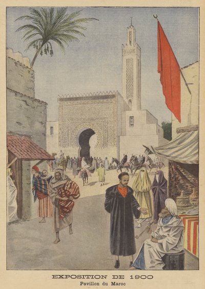 1900年のパリ万国博覧会のモロッコ館（カラーリトグラフ 作： French School
