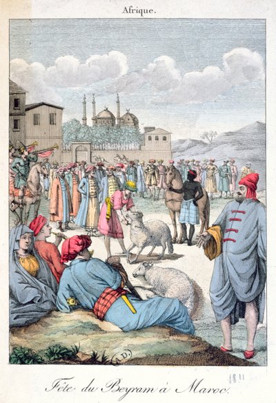 1811年、モロッコのEid-el-Kabirのイスラム教徒の祭り 作： French School
