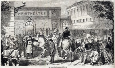 アルフォートの国立獣医学校 - Les grandes écoles de france - école veterinaire de maison alfort en 1866 - La consultation quotidienne - 1866年の「Le monde illustrious」に掲載されたエングレーヴィング。 作： French School