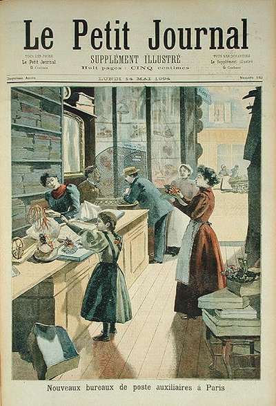 1894年5月18日、Le Petit Journalからのパリの新しい補助郵便局 作： French School