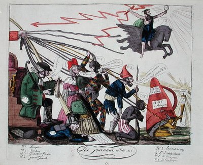 1815 年 5 月の新聞 (カラー彫刻) 作： French School