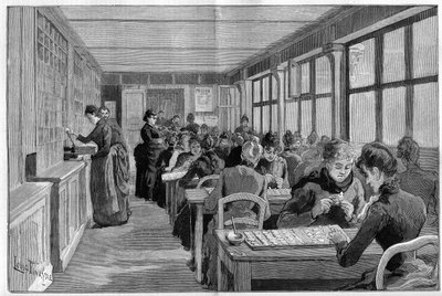 1888年にパリで開催された「パナマ債ランキングワークショップ」の様子。 作： French School