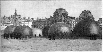 1888年のパリ祭の際にチュイルリーに設置された気球の公園。 作： French School