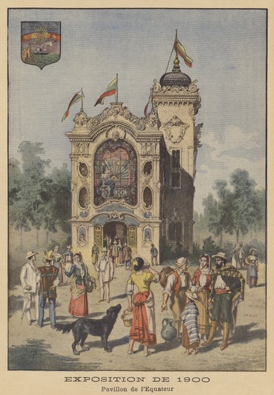 1900年のパリ万国博覧会におけるエクアドルのパビリオン（カラーリトグラフ 作： French School