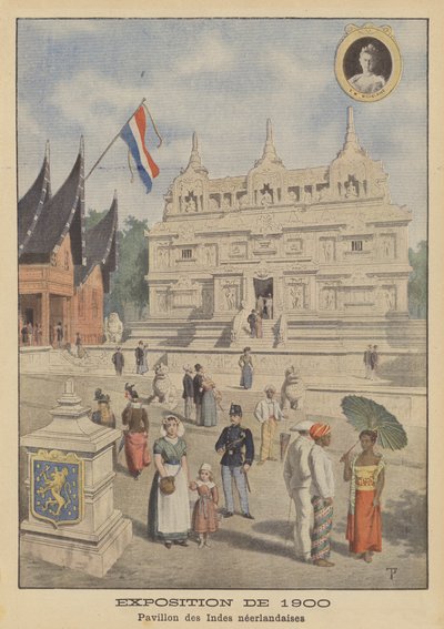 1900年のパリ万国博覧会のオランダ領東インド館（カラーリトグラフ 作： French School