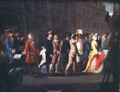 コメディの抑圧後のコメディアンの帰還イタリア、1697 作： French School