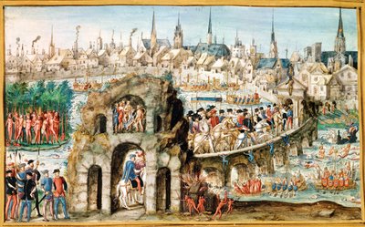 アンリ2世のロイヤルエントリフェスティバル（1519〜59年）、ルーアンへの入場、1550年10月1日 作： French School