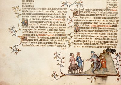 ジャン・ド・シーの聖書からのアイザックの犠牲、1355年頃 作： French School