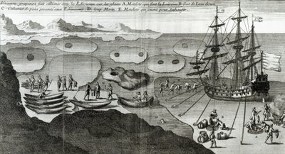 エスキモーとの造船同盟、バックミルデラポテリー（1663-1736）による「ヒストワールドゥラメリクセプテントリオナーレ」から、1753年に出版 作： French School